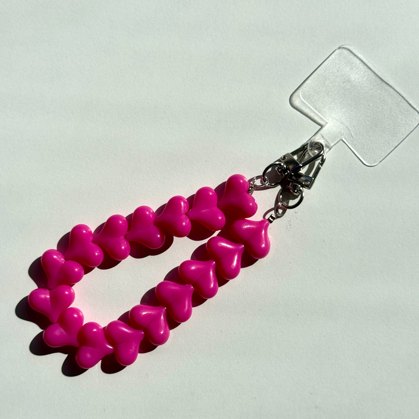 Hartjes Telefoonkoord Fuchsia - Zilver