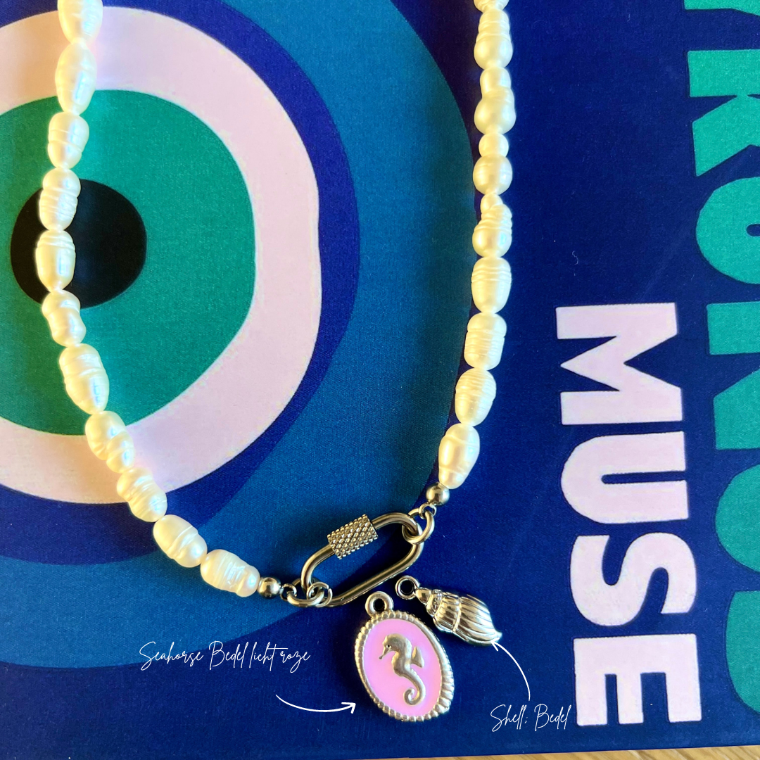 Bedel Seahorse Licht Roze - Zilver