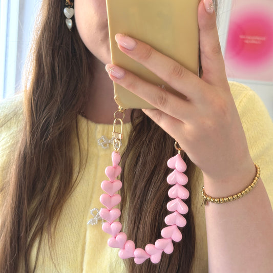 Hartjes Telefoonkoord Licht Roze - Goud