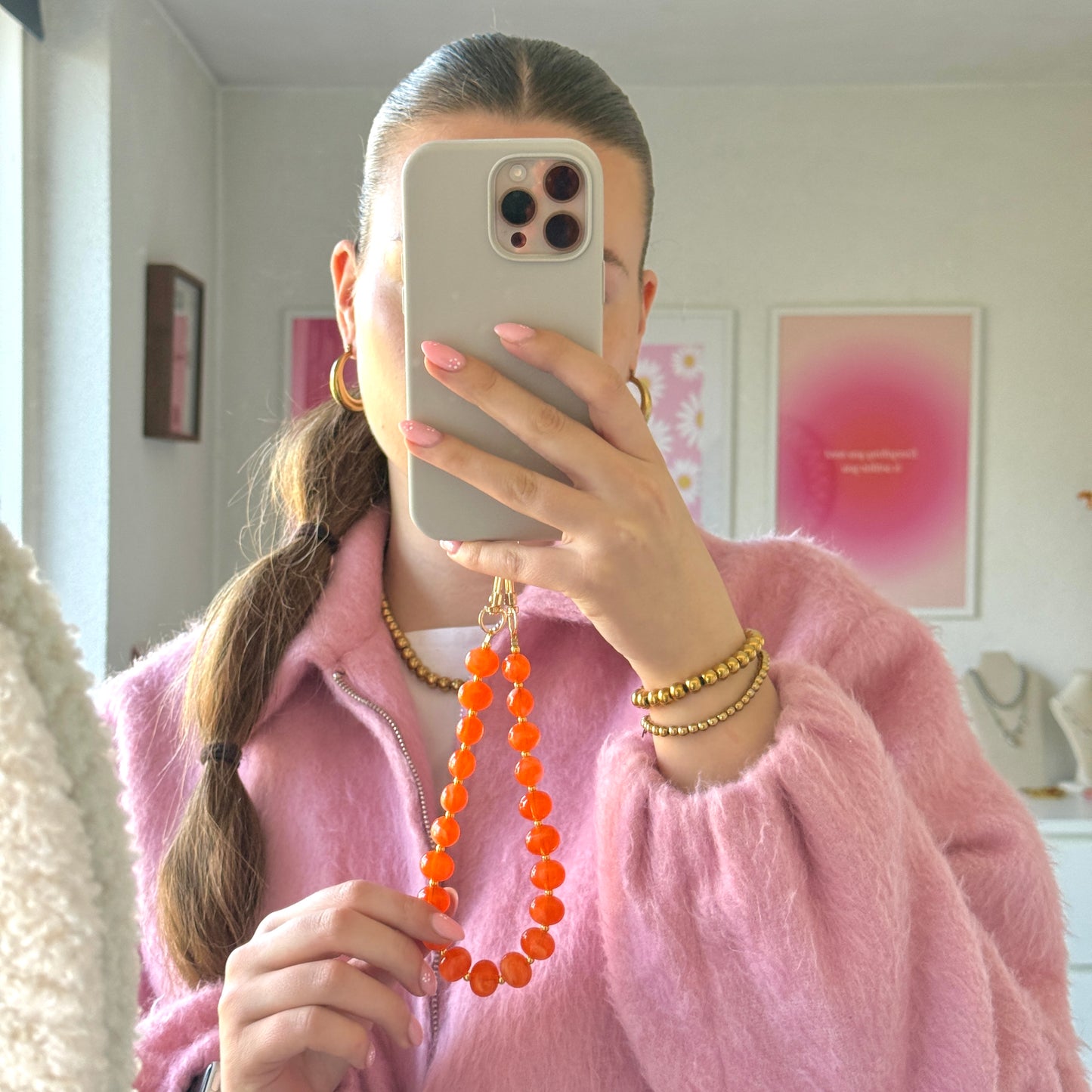 Kralen Telefoonkoord Oranje