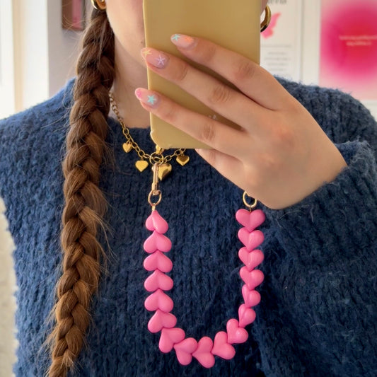 Hartjes Telefoonkoort Roze - Goud