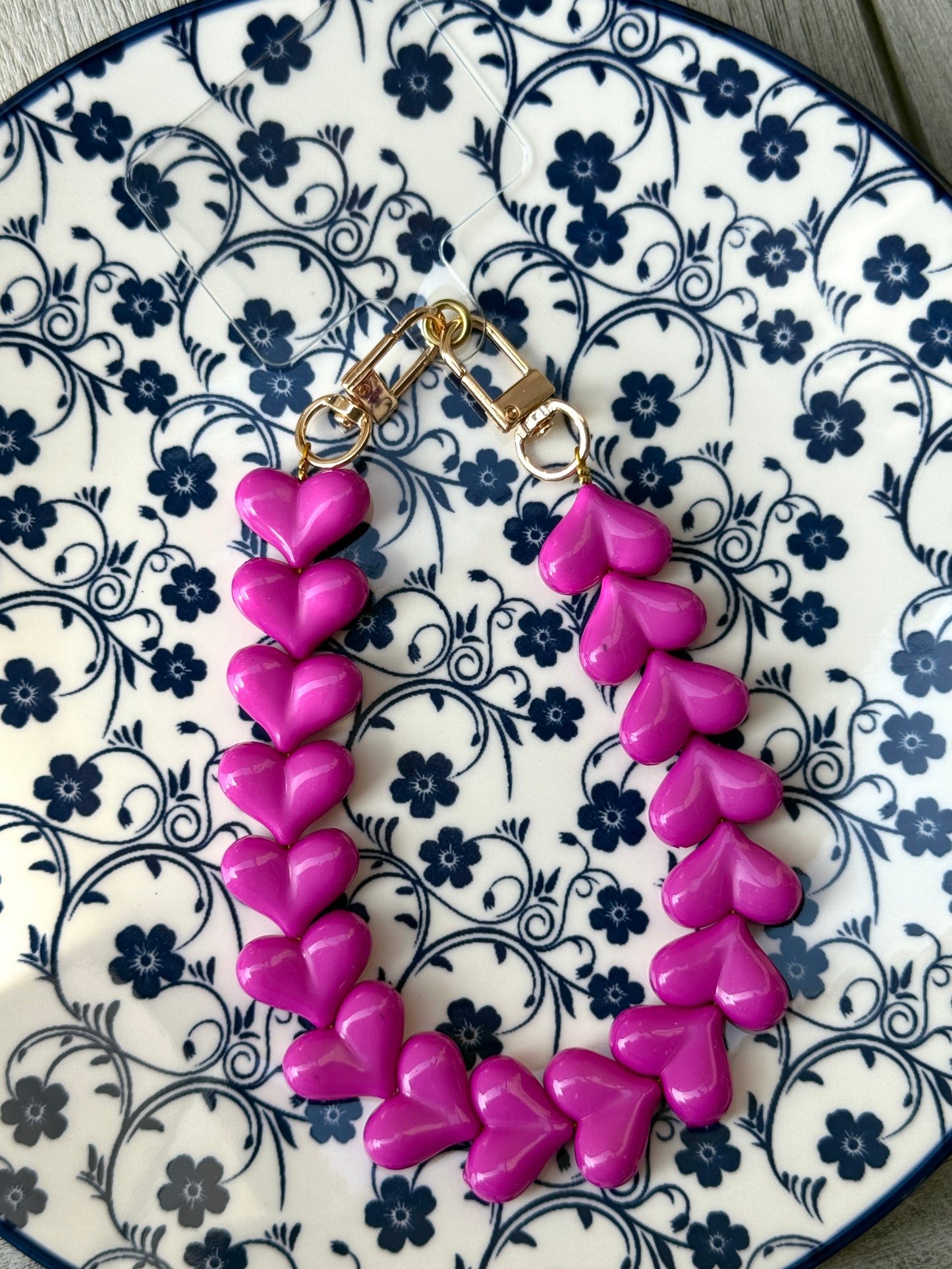 Hartjes Telefoonkoord Fuchsia - Goud