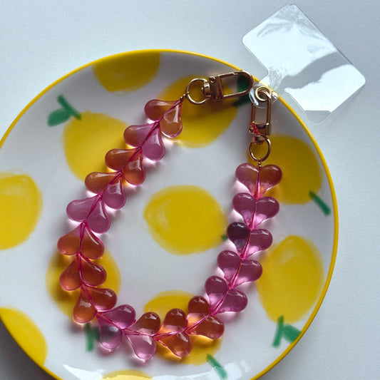 Hartjes Telefoonkoord Clear Roze - Goud
