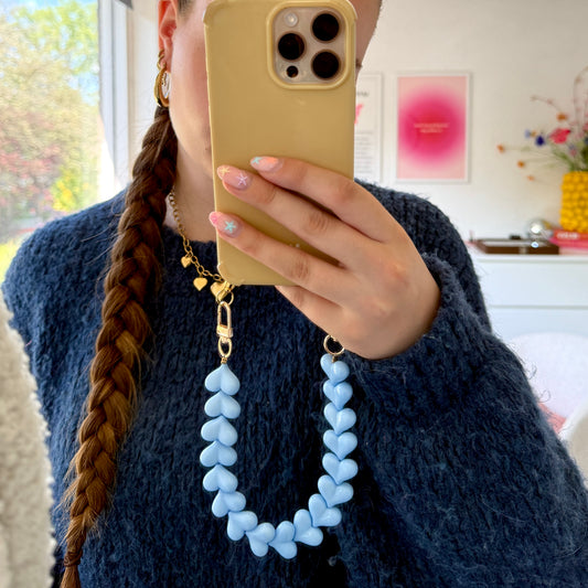 Hartjes Telefoonkoord Blauw - Goud